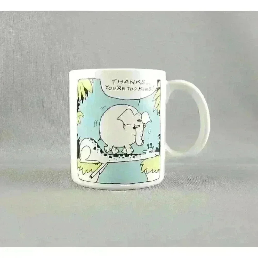 "Thanks You're Too Kind" Giraffe Sticking Neck Out For Elephant Appreciation Mug